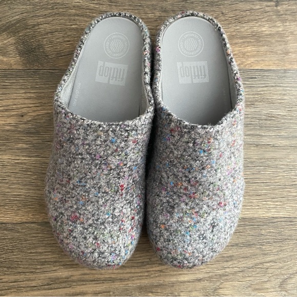 NEW FitFlop Women’s Shuv Soft Grey Speckled Felt Mules Clogs Slippers, Size US 6 - Picture 3 of 12
